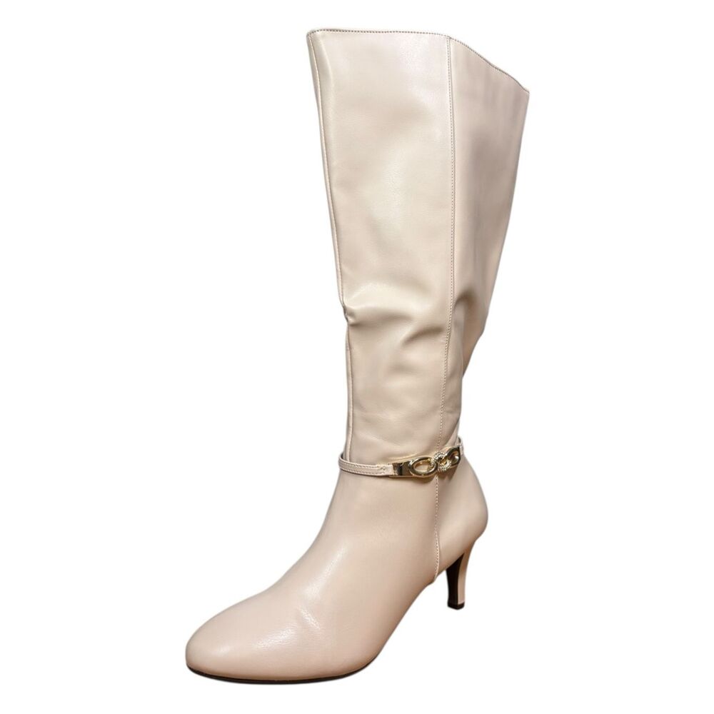 Karen Scott Womens Hanna Faux Leather Knee-High Boots | White | 8M Wide Calf - Picture 5 of 9